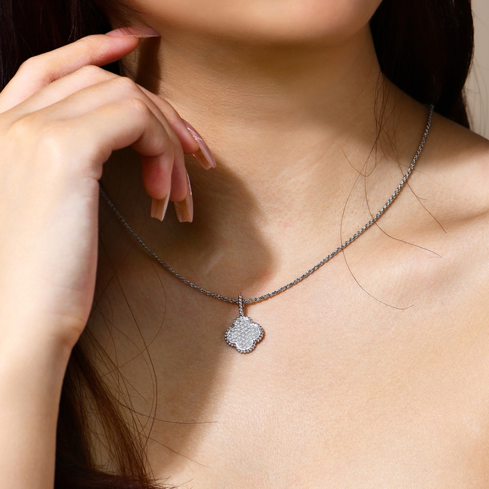 Sterling silver diamond necklace - Picture 5 of 9